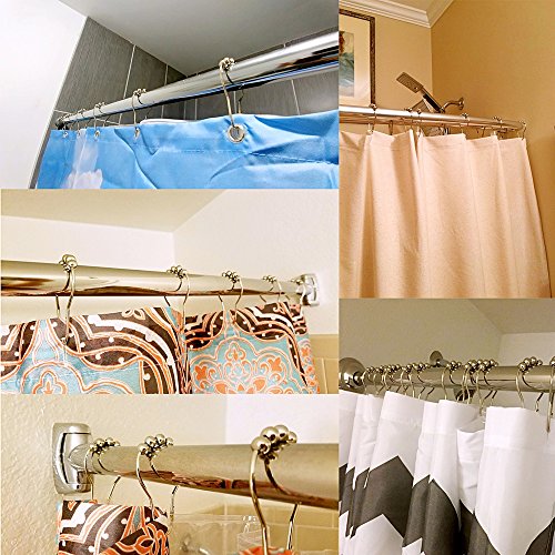 Uigos Shower Curtain Rings for Bathroom - Stainless Steel, Set of 12, Chrome