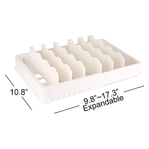 SWOMMOLY Expandable Food Storage Container Lid Organizer, Includes 6 Adjustable Dividers, 30 Preprinted and Blank Writable Labels, White