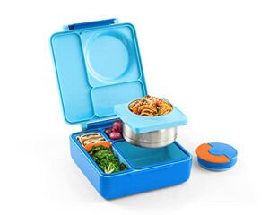 omiebox bento box for kids – insulated lunch box with leak proof thermos food jar – 3 compartments, two temperature zones (sky blue) (single) (packaging may vary)
