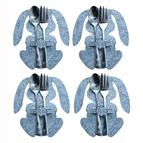 4Pcs Easter Cutlery Bag Set Festive Party Cutlery Decoration Bag Cutlery Decoration IK6