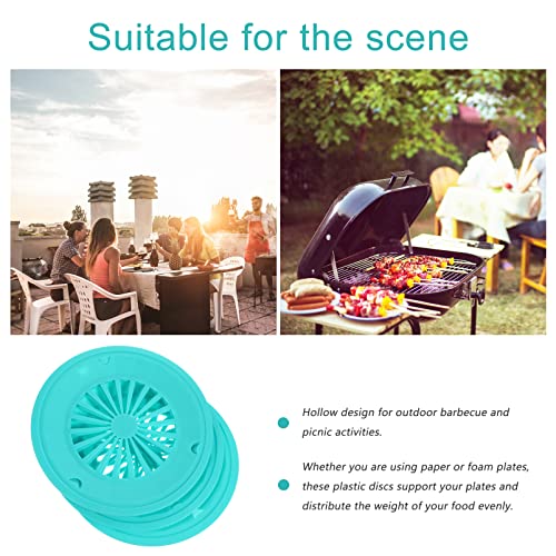 Cabilock 10Pcs Reusable Plastic Paper Plate Holders Round Paper Plate Trays Barbecue Plate Support Dinnerware for Outdoor Picnic Supplies (Mixed Color)