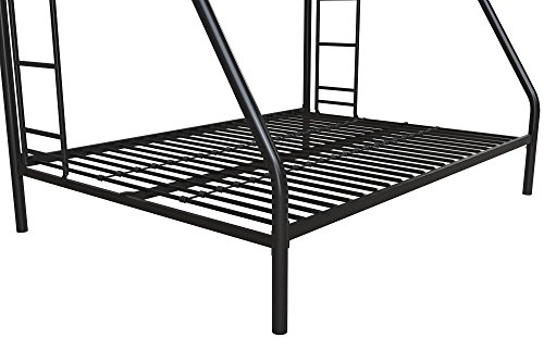 DHP Twin-Over-Full Bunk Bed with Metal Frame and Ladder, Space-Saving Design, Black