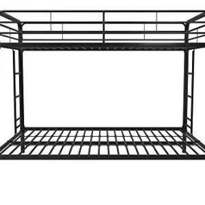 DHP Twin-Over-Full Bunk Bed with Metal Frame and Ladder, Space-Saving Design, Black