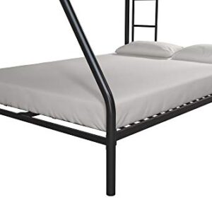 DHP Twin-Over-Full Bunk Bed with Metal Frame and Ladder, Space-Saving Design, Black