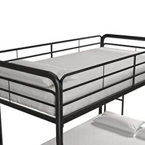 DHP Twin-Over-Full Bunk Bed with Metal Frame and Ladder, Space-Saving Design, Black