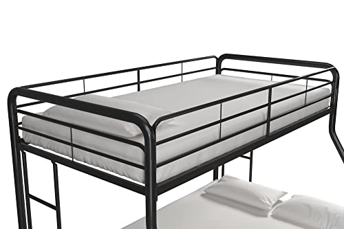 DHP Twin-Over-Full Bunk Bed with Metal Frame and Ladder, Space-Saving Design, Black