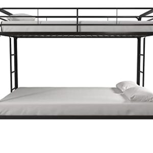 DHP Twin-Over-Full Bunk Bed with Metal Frame and Ladder, Space-Saving Design, Black