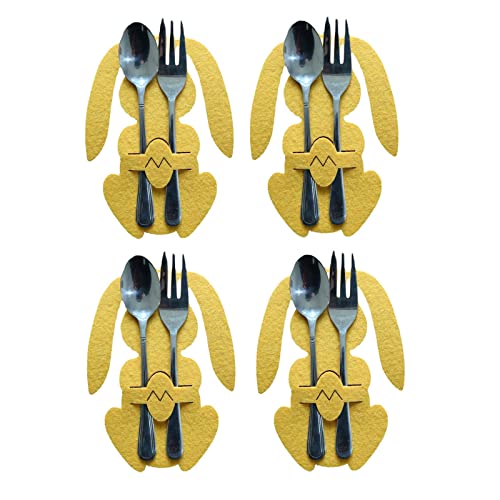 4Pcs Easter Cutlery Bag Set Festive Party Cutlery Decoration Bag Cutlery Decoration TF8