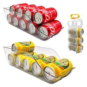 sjaelland 2 pack fridge soda can organizer – stackable bottle holder – refrigerator pantry storage drink dispenser