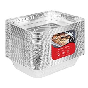 aluminum pans 9×13 disposable foil pans (30 pack) – half size steam table deep pans – tin foil pans great for cooking, heating, storing, prepping food