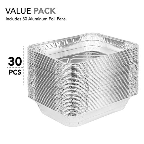 Aluminum Pans 9x13 Disposable Foil Pans (30 Pack) - Half Size Steam Table Deep Pans - Tin Foil Pans Great for Cooking, Heating, Storing, Prepping Food