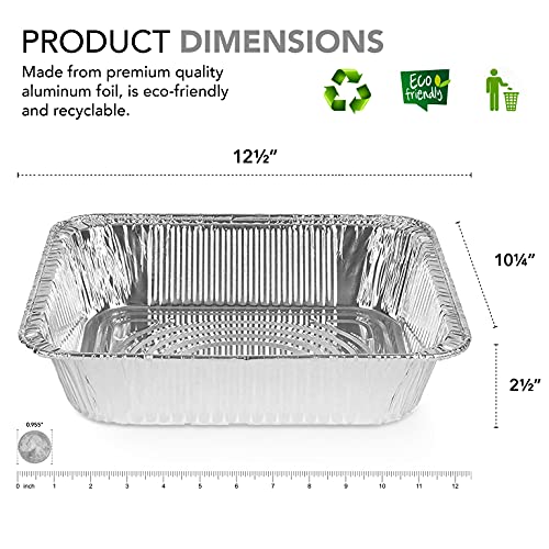 Aluminum Pans 9x13 Disposable Foil Pans (30 Pack) - Half Size Steam Table Deep Pans - Tin Foil Pans Great for Cooking, Heating, Storing, Prepping Food