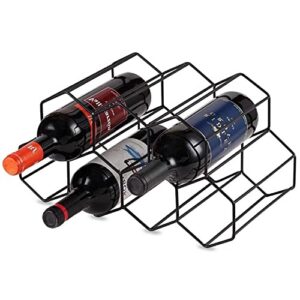 chengtie black metal wine rack, countertop wine rack, 9 bottle tabletop wine holder for wine storage, freestanding wine rack suitable for home kitchen bar cabinets