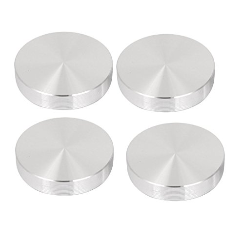 uxcell M10 Thread 40mm Dia Aluminum Disc Hardware Silver Tone 4 Pcs for Glass Table