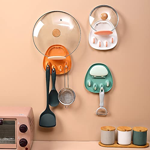 Kitchen Non-Perforated Pot Cover Rack Multifunctional Storage Rack Creative Holding Spoon and Chopsticks Integrated Storage R