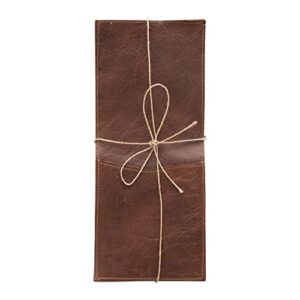 creative co-op leather cutlery sleeve, 10″ l x 4″ w x 0″ h, brown