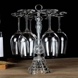 6 holder crystal wine glass holder, scrollwork rotate stemware rack drying rack for tabletop