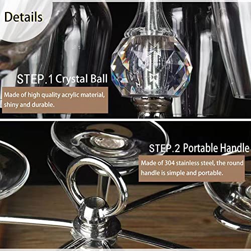 6 Holder Crystal Wine Glass Holder, Scrollwork Rotate Stemware Rack Drying Rack for Tabletop