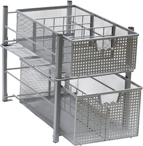 decobros sliding cabinet basket organizer drawer, silver
