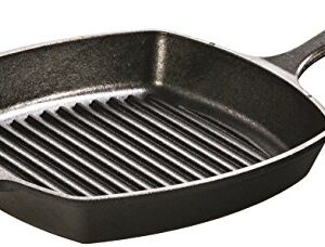 Lodge L8SGP3 Cast Iron Square Grill Pan, Pre-Seasoned, 10.5-inch