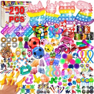 200 pcs party favors for kids, fidget toys pack, stocking stuffers, easter basket stuffers, birthday gift toys, prize box toys, treasure box birthday party, goodie bag stuffers, carnival prizes, pinata filler stuffers toys for classroom, assortment party