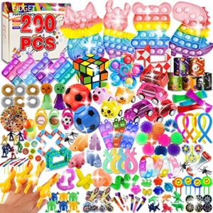 200 pcs Party Favors for Kids, Fidget Toys Pack, Stocking Stuffers, Easter Basket Stuffers, Birthday Gift Toys, Prize Box Toys, Treasure Box Birthday Party, Goodie Bag Stuffers, Carnival Prizes, Pinata Filler Stuffers Toys for Classroom, Assortment Party