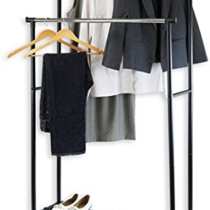 Simple Houseware Double Rod Portable Clothing Hanging Garment Rack