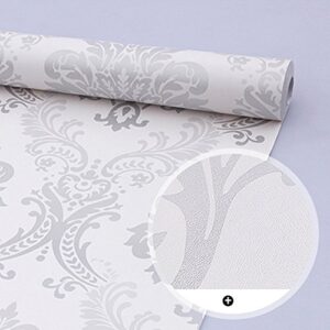 HOYOYO 17.8 x 78 Inches Self-Adhesive Shelf Liner, Self-Adhesive Shelf Liner Dresser Drawer Paper Wall Sticket Home Decoration, Vintage Gray Damask