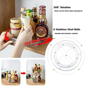 LEEYUBAY Lazy Susan Organizer Plastic Clear Lazy Susan Turntable for Cabinet 9.2" Round Rotating Spice Rack Cosmetic Makeup Organizers for Kitchen Vanity Countertop Fridge Bathroom (9.2 Inch - 1 Tier)