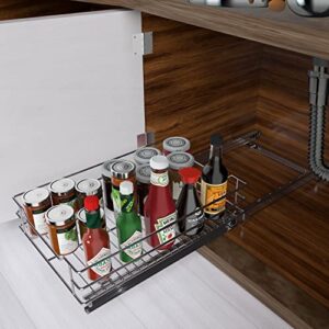 GROWLING Pull Out Cabinet Organizer, Heavy-Duty Slide Out Shelves, Sliding Wire Baskets Drawer Storage for Kitchen, Bathroom, 12" W x 17.3" D x 5.4" H, Chrome Finish.