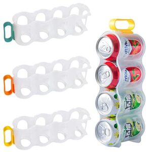 knonap portable soda can organizer for refrigerator,drink organizer for fridge,beer can holder, fridge storage sliding rack with handles (orange)