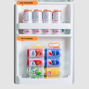 KNONAP Portable Soda Can Organizer for Refrigerator,Drink Organizer for Fridge,Beer Can Holder, Fridge Storage Sliding Rack with Handles (Orange)