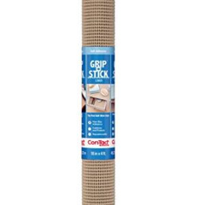 Con-Tact Brand Grip-N-Stick Durable Self-Adhesive Non-Slip Shelf and Drawer Liner, 18" x 4', Taupe, 6 Rolls