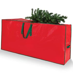 christmas tree storage bag – stores a 9-foot artificial xmas holiday tree. durable waterproof material to protect against dust, insects, and moisture. zippered bag with carry handles. (red)