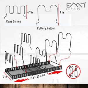 EMT ETRENDS Pots and Pans Organizer, Adjustable 2 Packs Pot Organizer with 7 Dividers and Bottom Mesh, Expandable Pot and Pan Organizer for cabinet, Kitchen Counter, Black…