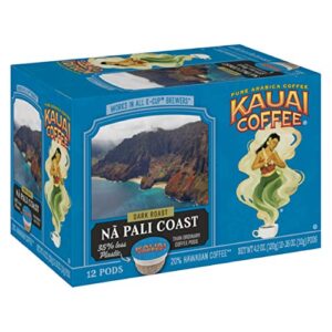 kauai coffee single-serve pods, na pali coast dark roast – arabica coffee from hawaii’s largest coffee grower, compatible with keurig k-cup brewers – 12 count