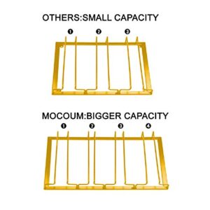 MOCOUM Wine Glasses Rack Under Cabinet Stemware Rack, Wine Glass Hanger Rack Wire Wine Glass Holder Storage Hanger for Cabinet Kitchen Bar (Glod, 4 Rows 1 Pack)