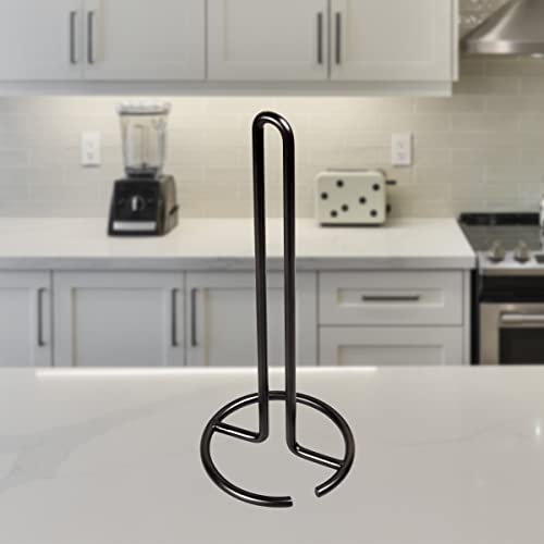 Creative Home Heavy Duty Metal Paper Towel Holder Kitchen Towel Stand for Kitchen Countertop Dining Table, 4.8" Diam. x 11.8" H, Black Powder Coating