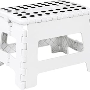 Utopia Home Folding Step Stool - (Pack of 1) Foot Stool with 9 Inch Height - Holds Up to 300 lbs - Lightweight Plastic Foldable Step Stool for Kids, Kitchen, Bathroom & Living Room (White)