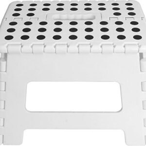 Utopia Home Folding Step Stool - (Pack of 1) Foot Stool with 9 Inch Height - Holds Up to 300 lbs - Lightweight Plastic Foldable Step Stool for Kids, Kitchen, Bathroom & Living Room (White)