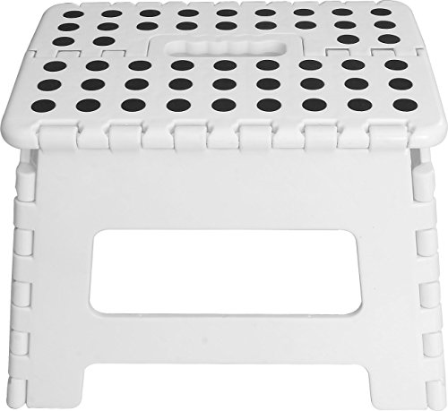 Utopia Home Folding Step Stool - (Pack of 1) Foot Stool with 9 Inch Height - Holds Up to 300 lbs - Lightweight Plastic Foldable Step Stool for Kids, Kitchen, Bathroom & Living Room (White)