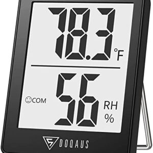 DOQAUS Digital Hygrometer Indoor Thermometer Humidity Meter Room Thermometer with 5s Fast Refresh Accurate Temperature Humidity Monitor for Home, Bedroom, Baby Room, Office, Greenhouse, Cellar (Black)