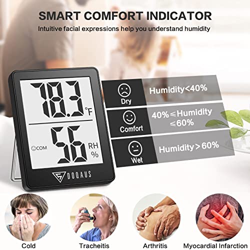 DOQAUS Digital Hygrometer Indoor Thermometer Humidity Meter Room Thermometer with 5s Fast Refresh Accurate Temperature Humidity Monitor for Home, Bedroom, Baby Room, Office, Greenhouse, Cellar (Black)