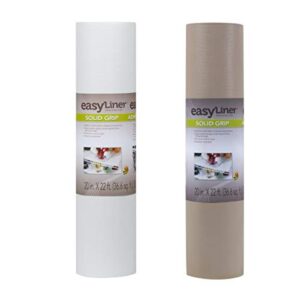 duck solid grip easyliner non-adhesive shelf liner, 20 in x 22 ft roll, white and taupe