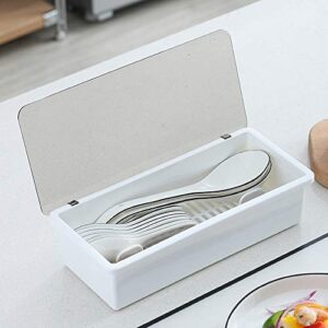 AIYoo Flatware Tray Kitchen Drawer Organizer With Lid And Drainer - Plastic Kitchen Cutlery Tray and Utensil Storage Container with Cover 12.5 Inch - Dinnerware Holder White