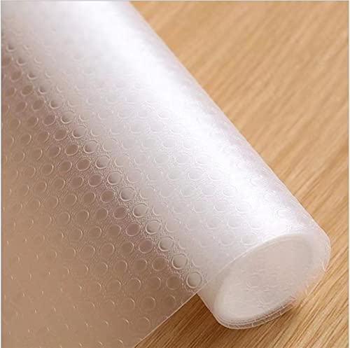 BESTORI Waterproof Shelf Liner for Kitchen Non-Adhesive Cabinets Drawer Liner 23.6 x 196.9 Inches Oil-Proof Non-Slip Washable Cuttable Refrigerator Liners for Protector Desks Transparent