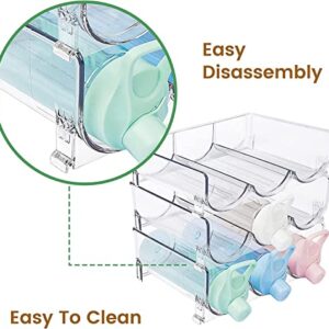 2 Pcs Plastic Stackable Water Bottle Holders -Water Bottle Organizer Kitchen Pantry Refrigerator Storage Bins - Wine and Water Bottle Organizer Stand Countertop Cabinet Organization Rack