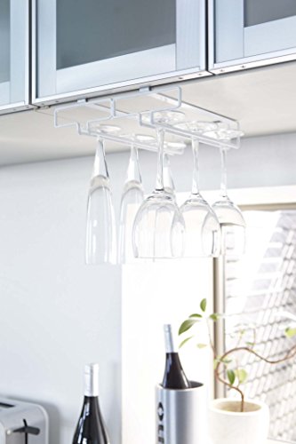 YAMAZAKI home 2464 Shelf Wine Glass Rack-Hanging Storage Holder, One Size, White