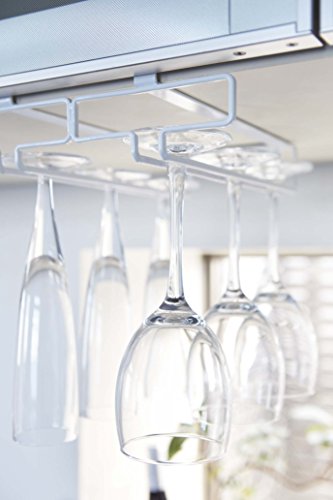 YAMAZAKI home 2464 Shelf Wine Glass Rack-Hanging Storage Holder, One Size, White