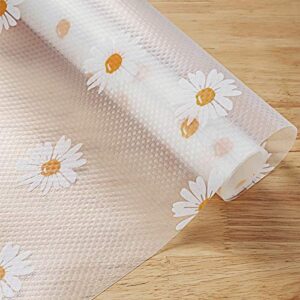 Jacriah Daisy Shelf Liner for Kitchen Cabinets Non-Adhesive Drawer Liner Non-Slip Refrigerator Liner Waterproof Fridge Pad Cupboard Mat Easy Placemats, Ideal for Wire Pantry Bathroom, 11.8"X59"
